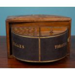 A Victorian walnut cigar and tobacco box