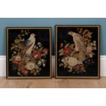 Two similar 19th century Berlin needlework black ground pictures