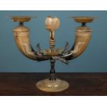An old Indian carved and moulded buffalo horn table centre