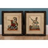 A pair of Victorian collage pictures depicting actors,
