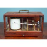 A late Victorian or Edwardian mahogany cased barograph