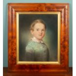 19th century Continental school, a head and shoulder portrait of a boy