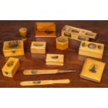 A small collection of Mauchline ware boxes