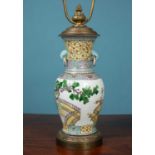 A Chinese porcelain famille verte vase later converted for use as a table lamp