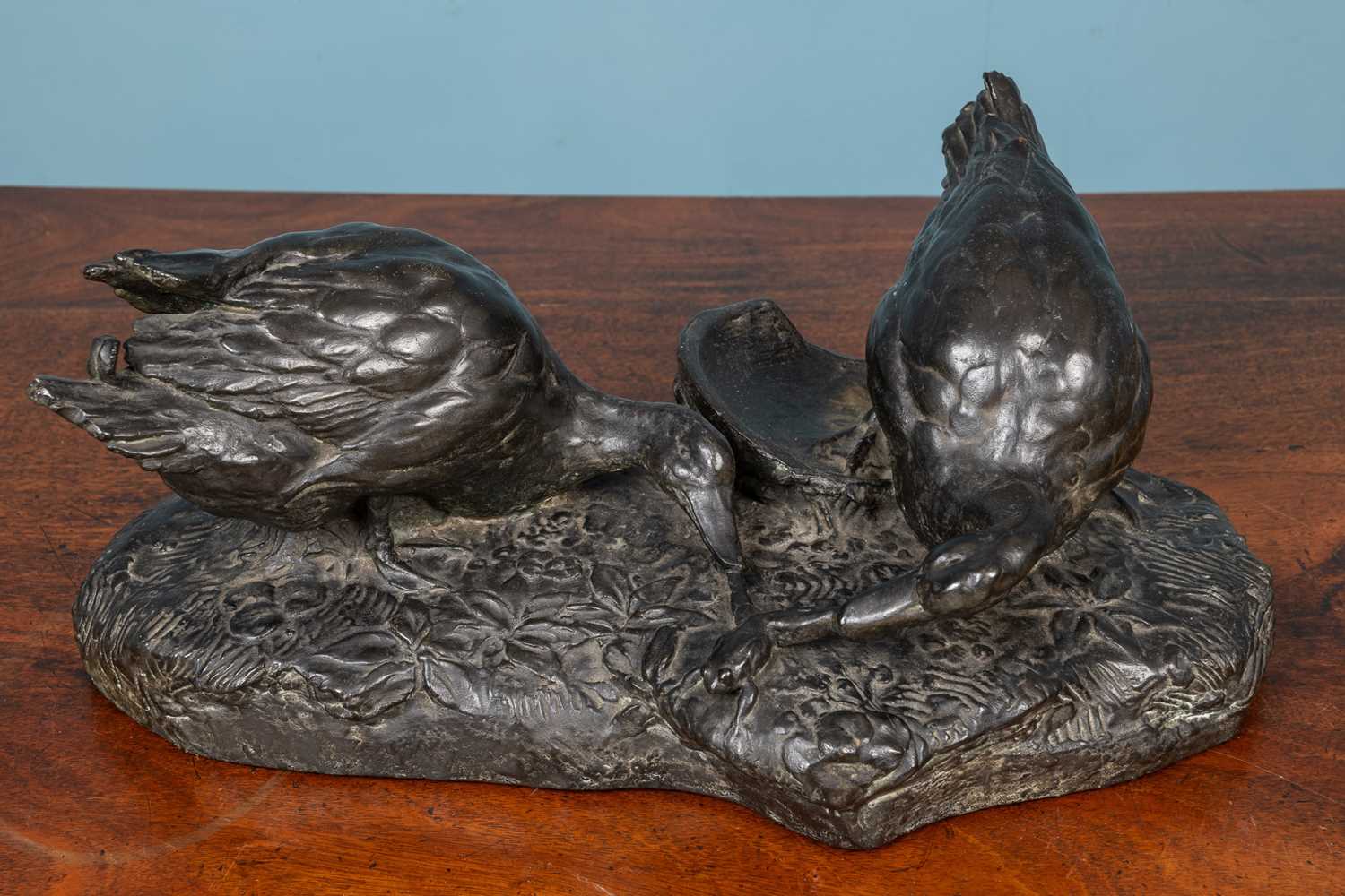 French school, animalier sculpture depicting two ducks and a frog