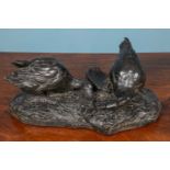 French school, animalier sculpture depicting two ducks and a frog