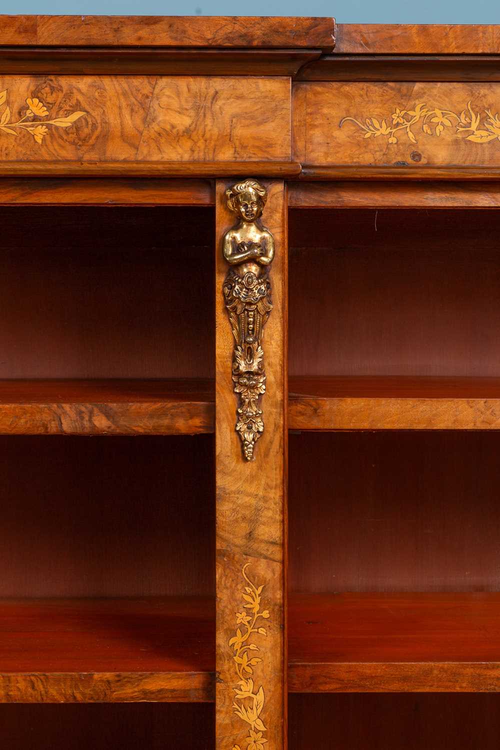 A Victorian walnut low breakfront bookcase - Image 2 of 4