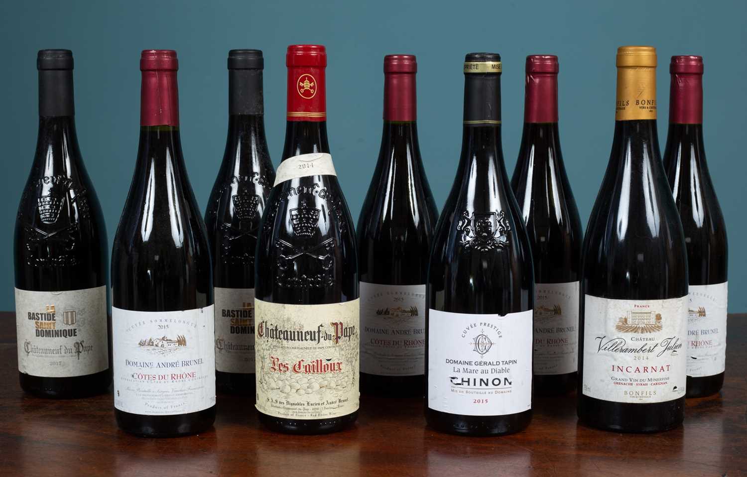 A selection of nine bottles of wine