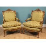 A pair of 18th century style French large armchairs