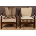 A pair of Art Deco bentwood open-arm lounge chairs
