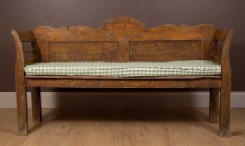 A 19th century Continental style pine bench