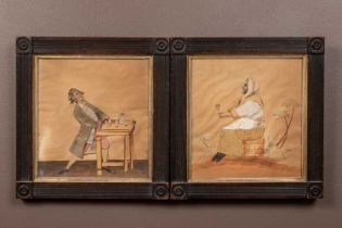 A pair of Victorian collage pictures depicting drinkers