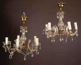 A pair of Venetian crystal glass chandeliers