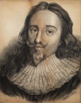 A highlighted drawing of Charles I