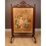 A William IV rosewood country house large fire screen