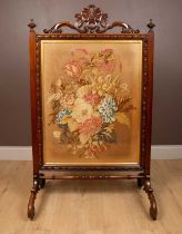 A William IV rosewood country house large fire screen