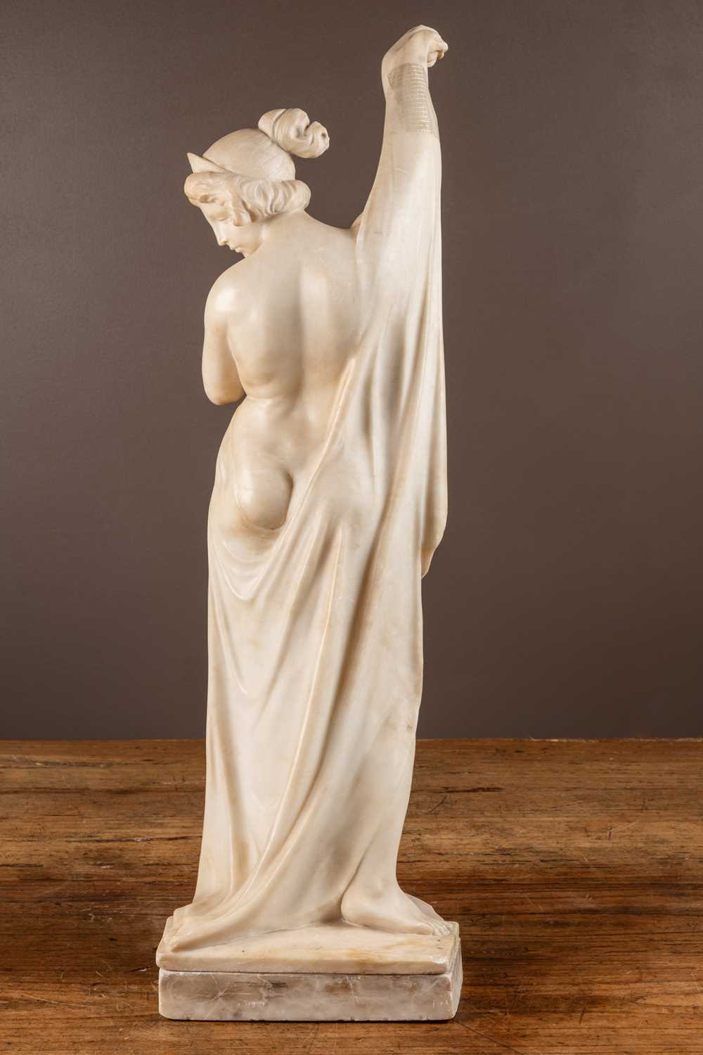 An alabaster sculpture of a draped nude - Image 6 of 8