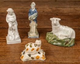 A group of 18th century pottery figures