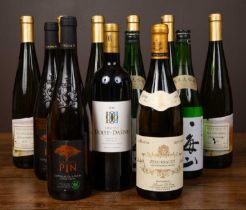 A selection of ten bottles of wine and two bottles of Sake