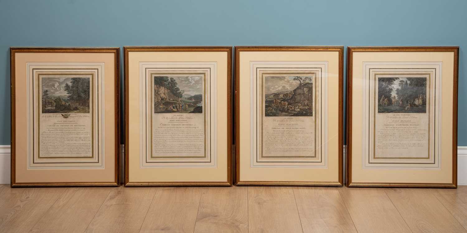 A set of four antique hand coloured etchings