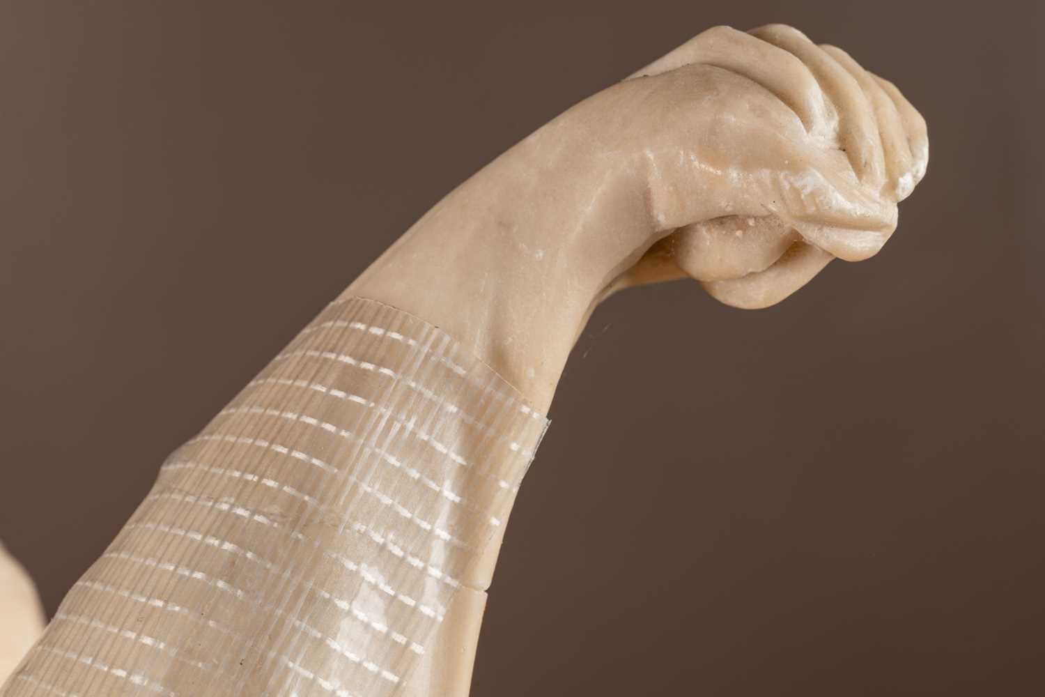 An alabaster sculpture of a draped nude - Image 3 of 8