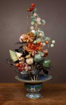 A Chinese hardstone flower and fruit display
