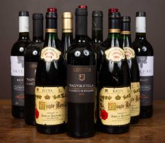 A mixed group of red wines