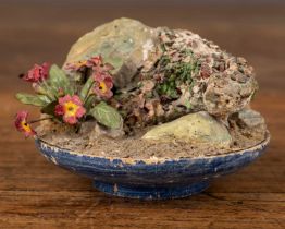Beatrice Elizabeth Hindley (1882-1973), a miniature model shallow dish planted with rock, mosses and