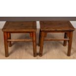 A pair of Chinese hardwood occasional tables