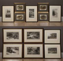 A collection of thirteen wildlife prints, nine by Archibald Thorburn and four by Henrik Gronvold