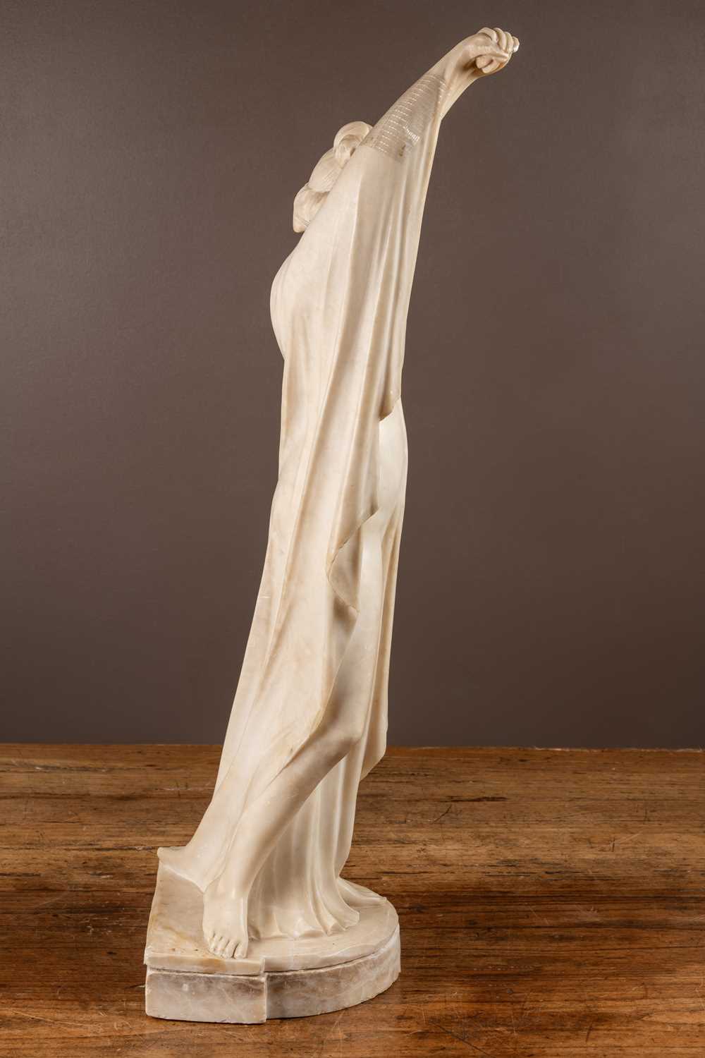 An alabaster sculpture of a draped nude - Image 4 of 8