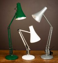 Three Herbert Terry Anglepoise Model 90 lamps