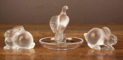 Three Lalique animal figurines