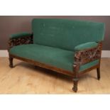 A late Victorian mahogany country house or billiard room sofa