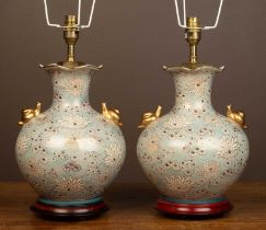 A pair of porcelain table lamps