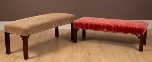 Two Georgian style oak framed stools