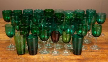 A collection of thirty nine Bristol Green Glass glasses