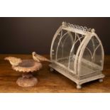 A small decorative table miniature greenhouse; together with a small decorative ornament