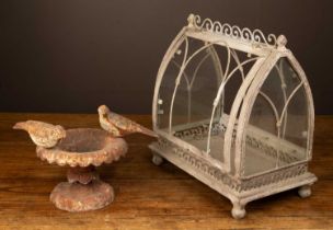 A small decorative table miniature greenhouse; together with a small decorative ornament