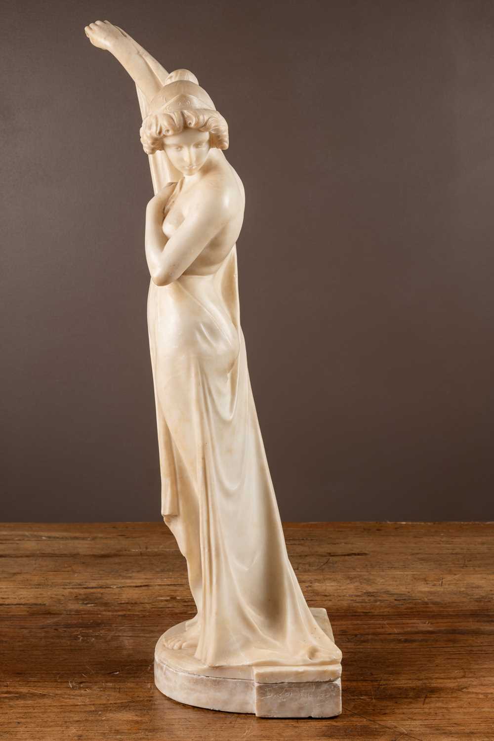 An alabaster sculpture of a draped nude - Image 2 of 8