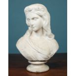 A 19th century school carved marble female bust