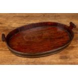 A George III mahogany and brass bound tray