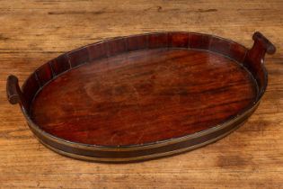 A George III mahogany and brass bound tray