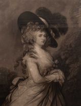 Print after Thomas Gainsborough, Detail from a portrait of Georgiana Cavendish Duchess of Devonshire