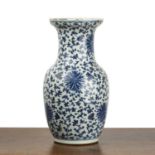 Blue and white porcelain vase Chinese, 19th Century painted with Indian lotus and trailing