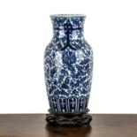 Blue and white flared vase Chinese, 19th Century painted with lotus and trailing foliage, 36cm