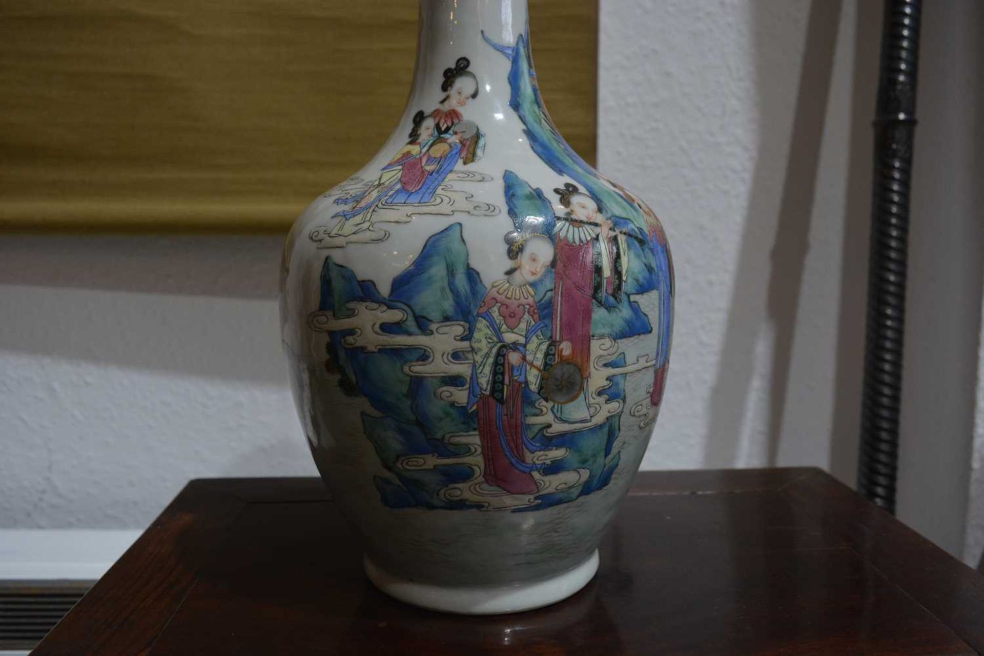 Canton famille verte baluster vase Chinese, 19th Century painted with courtiers and a group of - Image 10 of 10
