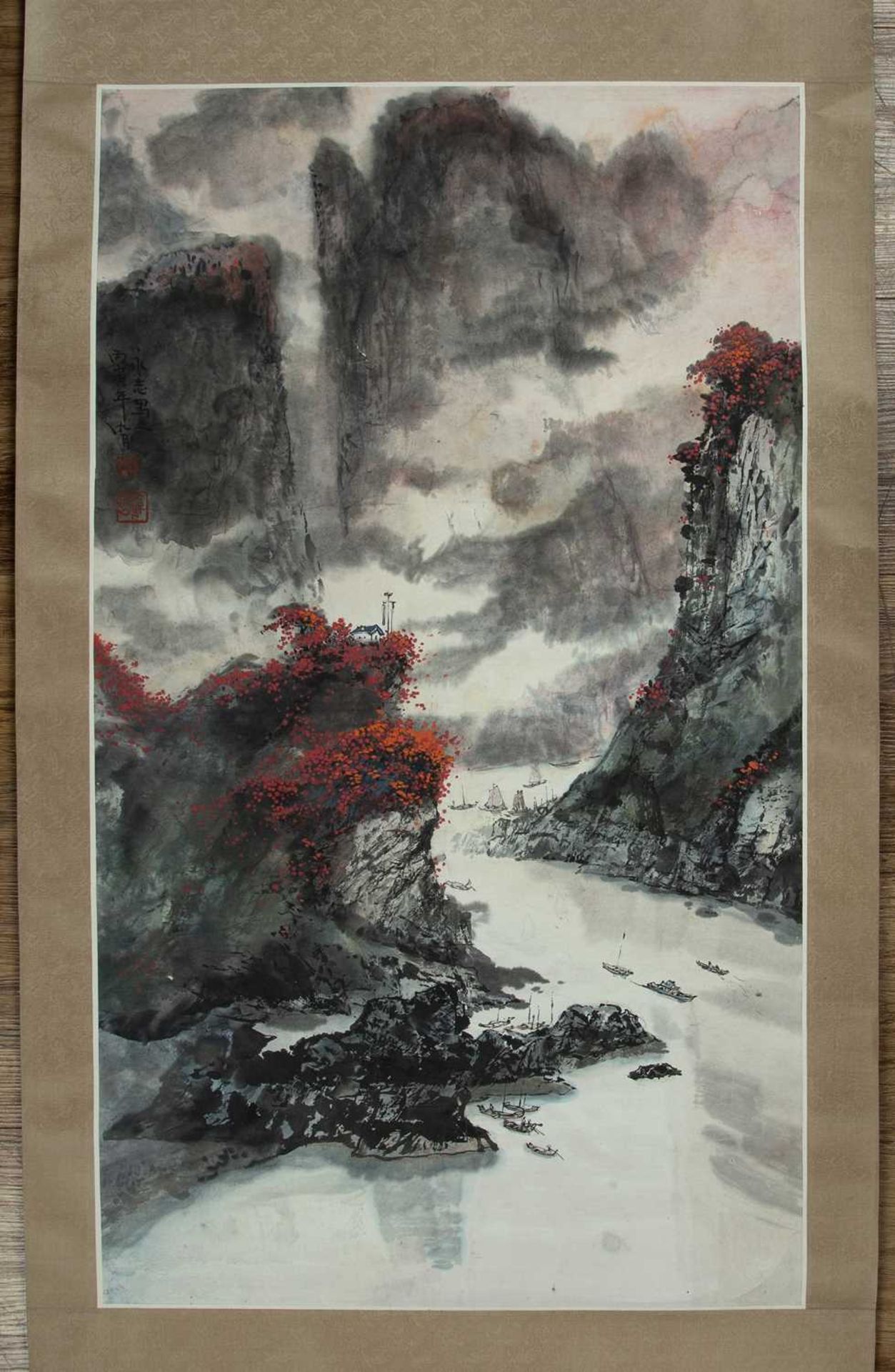 After Li Yongzhi Chinese, September 1986 'Great Rivers and Mountainous', hanging scroll, on paper,