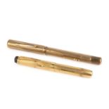 An 18ct gold fountain pen, by De La Rue Ltd, London 1937, and a similar 9ct gold Ideal fountain pen,