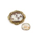 A Victorian cameo brooch/pendant, the oval shell cameo carved to depict Phaethon, the son of Helios,